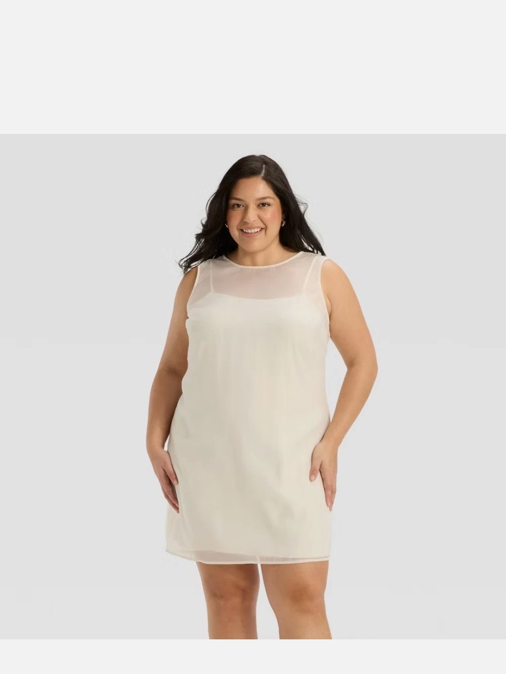 A New Day Sheer Organza Overlay With Inner Slip Lining Mini Shift Dress 3X